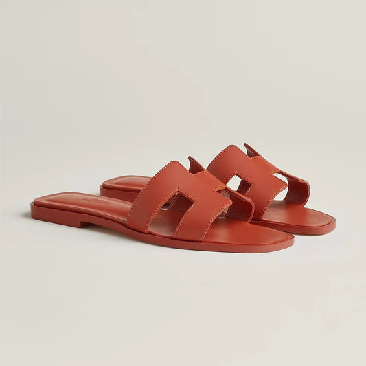 Hermès Sandales Oran rouge lisse